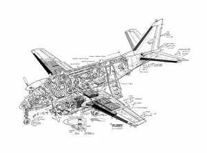 Civil Aviation 1949-Present Cutaways Collection: Beech King Air A100 Cutaway Drawing
