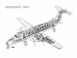 General Aviation Cutaways Collection: Beechcraft 1900 Cutaway Drawing