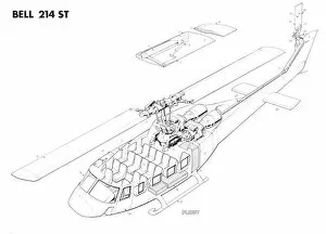 Military Helicopter Cutaways Gallery: Bell 214 st Cutaway Drawing