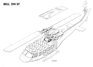 Military Helicopter Cutaways Gallery: Bell 214 st Cutaway Drawing