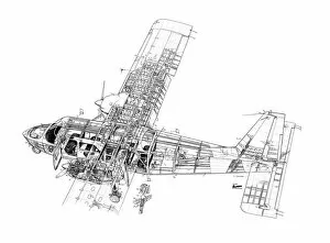 Civil Aviation 1949-Present Cutaways Collection: BN Islander Cutaway Drawing