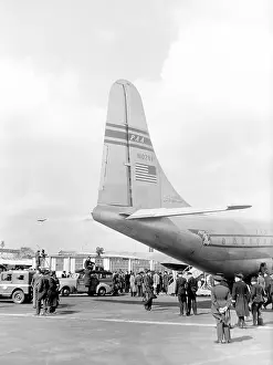 Airliner Prints: Boeing 377 Stratocruiser Pan-Am N1028V Heathrow 1949 (c) The Flight Collection Not to be reproduced without permission