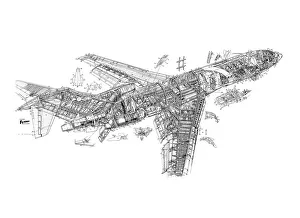 General Aviation Cutaways Collection: Boeing 727-100 Drawing