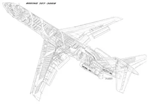 Civil Aviation 1949-Present Cutaways Collection: Boeing 727-300B Cutaway Drawing