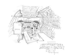 Boeing 747-100 Cockpit Cutaway Drawing