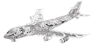 Civil Aviation 1949-Present Cutaways Collection: Boeing 747-100 cutaway drawing
