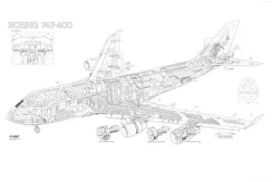 Civil Aviation 1949-Present Cutaways Collection: Boeing 747-400 Cutaway Drawing