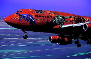 Boeing 747-400 Qantas in special aboriginal livery