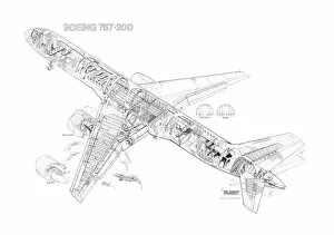 General Aviation Cutaways Collection: Boeing 757-200 Cutaway Drawing