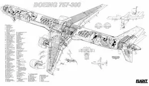 Civil Aviation 1949-Present Cutaways Gallery: Boeing 757-300 Cutaway Poster