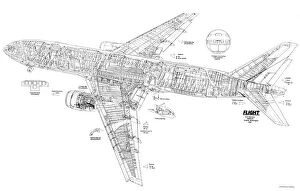 Civil Aviation 1949-Present Cutaways Gallery: Boeing 777-200 Cutaway Drawing