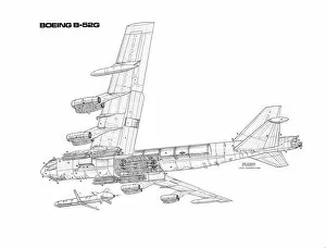 Military Aviation 1946-Present Cutaways Collection: Boeing B52G Stratofortress Cutaway Drawing