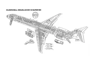 Civil Aviation 1949-Present Cutaways Collection: Boeing DC-9 Super 80 Cutaway Drawing