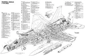 Military Aviation 1946-Present Cutaways Collection: Boeing F15A Eagle Cutaway Poster