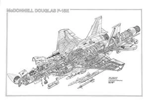 Military Aviation 1946-Present Cutaways Collection: Boeing F15E Eagle Cutaway Drawing
