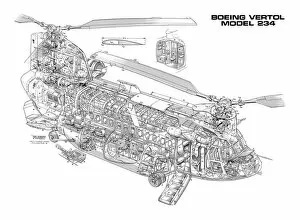 Military Helicopter Cutaways Gallery: Boeing Vertol 234 Cutaway Drawing