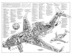 General Aviation Cutaways Collection: Bombardier Challenger 604 Cutaway Poster
