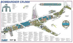 General Aviation Cutaways Collection: Bombardier CRJ900 Cutaway Poster