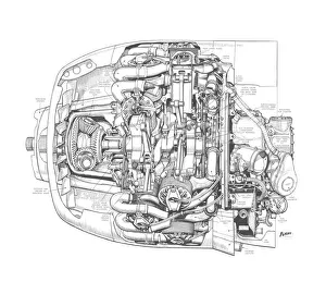 Aeroengines - Piston Cutaways Gallery: Bristol Centaurus Cutaway Drawing