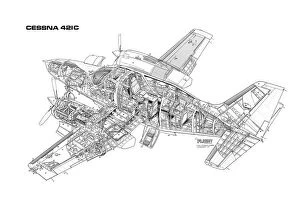 General Aviation Cutaways Collection: Cessna 421C Cutaway Drawing