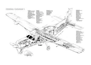 General Aviation Cutaways Gallery: Cessna Caravan 1 Cutaway Poster