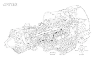 Aeroengines - Jet Cutaways Collection: CFE 738 Cutaway Drawing