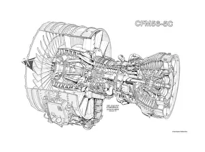 Aeroengines - Jet Cutaways Collection: CFM56-5C Cutaway Drawing