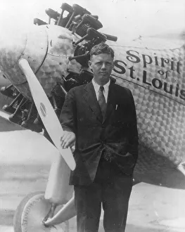 Charles Lindbergh with Ryan Monoplane Spirt of St Louis after atlantic crossing at Croydon UK Charles Lindbergh with Ryan Monoplane Spirt of St Louis after atlantic crossing at Croydon UK