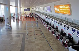 Check-in hall at John Lennon Airport, Liverpool, UK