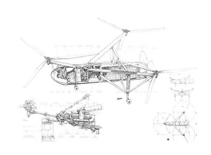 Cierva W11 Air Horse Cutaway Drawing