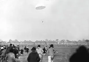 Clem Sohn demonstrating parachute at Hanworth 1938