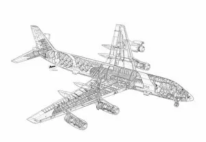 Civil Aviation 1949-Present Cutaways Collection: Convair CV-990 Cutaway Drawing