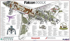 Cutaway Posters Collection: Dassault Falcon 900LX cutaway poster