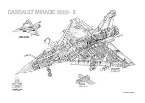 Military Aviation 1946-Present Cutaways Collection: Dassault Mirage 2000-5 Cutaway Drawing