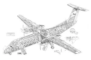 Civil Aviation 1949-Present Cutaways Gallery: DH Canada Dash 8-300 Cutaway Drawing