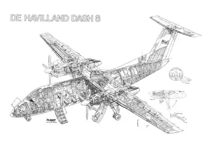 Civil Aviation 1949-Present Cutaways Collection: DH Dash 8-100 Cutaway Poster