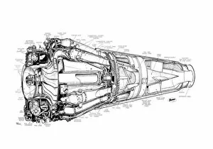Aeroengines - Piston Cutaways Collection: DH Goblin Cutaway Drawing
