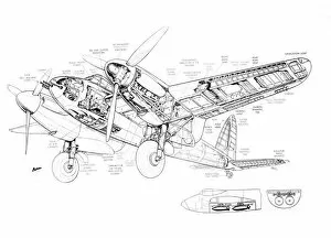 Military Aviation 1903-1945 Cutaways Collection: DH Mosquito NF11 Cutaway Drawing