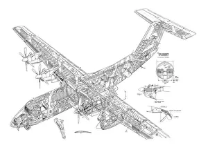 Civil Aviation 1949-Present Cutaways Collection: DHC Dash-7 Cutaway Drawing