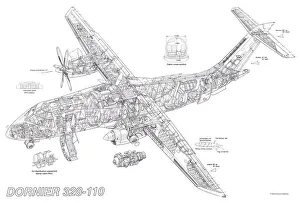 Civil Aviation 1949-Present Cutaways Collection: Dornier 328-110 Cutaway Drawing
