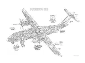 Civil Aviation 1949-Present Cutaways Gallery: Dornier 328 Cutaway Drawing