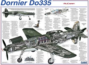 Military Aviation 1946-Present Cutaways Gallery: Dornier Do335 Cutaway Poster
