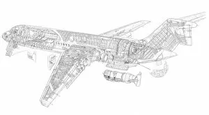 General Aviation Cutaways Collection: Douglas DC 9 Cutaway Drawing