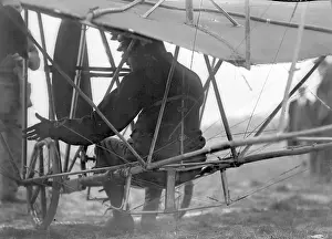 Edmond Audemars under his high-wing, wire-braced French Demoiselle monoplane