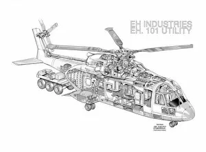 Military Helicopter Cutaways Gallery: EH Industries EH101 Utility Cutaway Poster