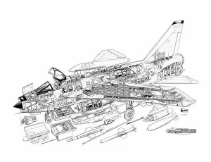 Military Aviation 1946-Present Cutaways Collection: English Electric Lightning F-53 Cutaway Drawing