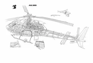 Military Helicopter Cutaways Gallery: Eurocopter AS355 Twin Squirrel Cutaway Drawing