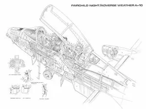 Military Aviation 1946-Present Cutaways Gallery: Fairchild A-10 night Cutaway Drawing