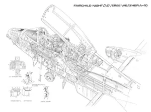 Military Aviation 1946-Present Cutaways Gallery: Fairchild A-10 night Cutaway Drawing