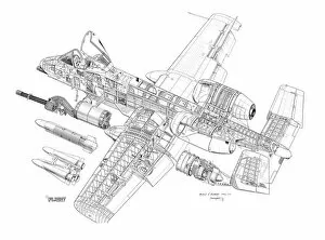 Military Aviation 1946-Present Cutaways Collection: Fairchild A-10A Thunderbolt II Cutaway Drawing
